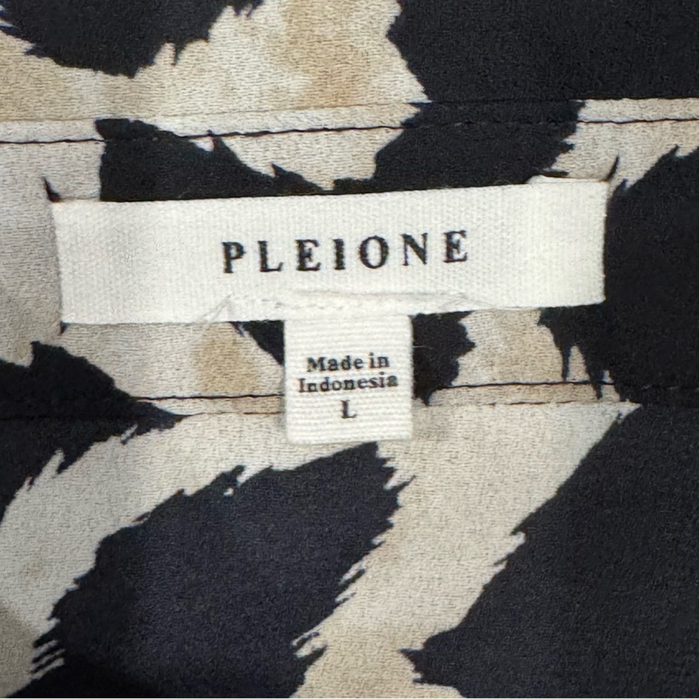 Pleione Black and White Animal Print Button Down Shirt - Picture 3 of 4